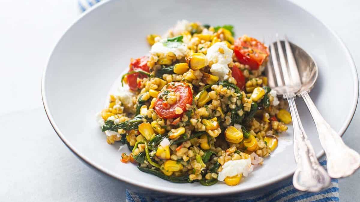 Full plate of corn and mexican salad recipe