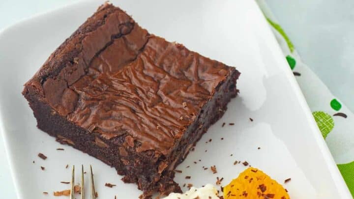 Slice of brownie and an orange jam