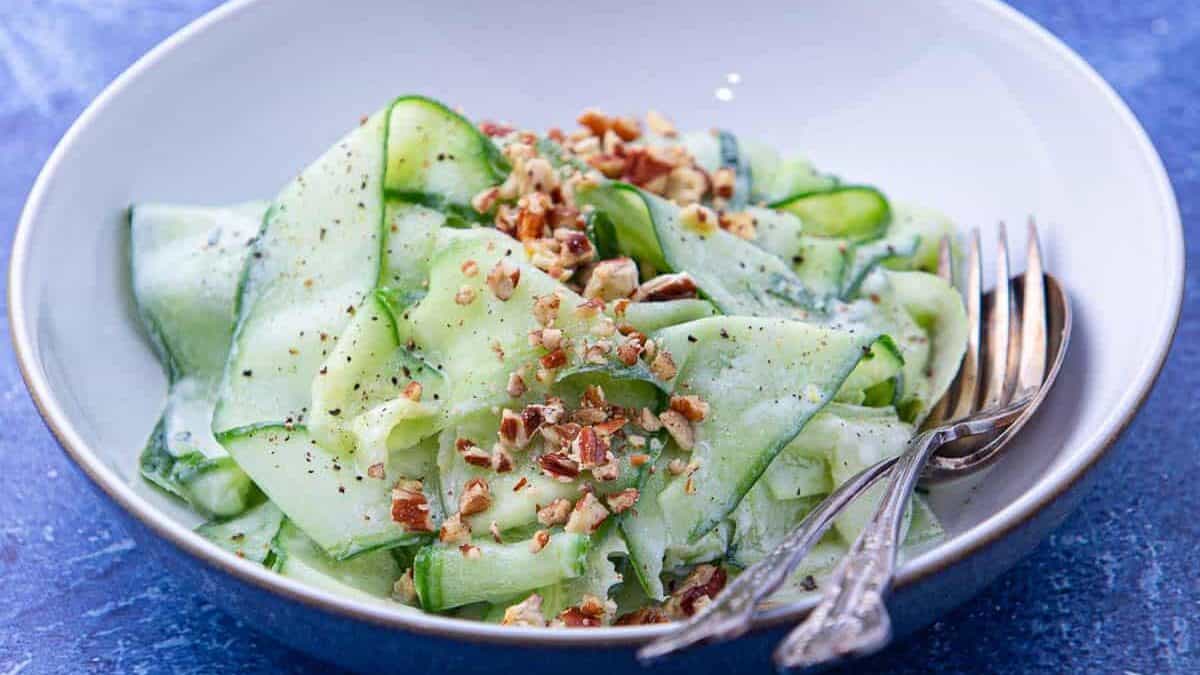 Bowl of fresh cucumber salad recipe