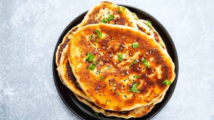 Large flat bread on a plate