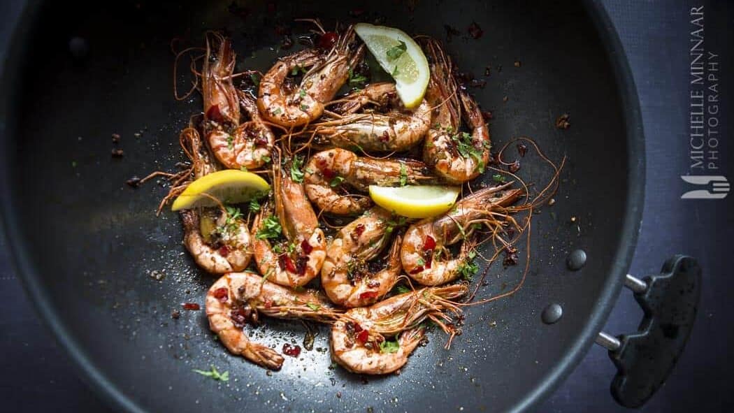 Cooked prawns with spices