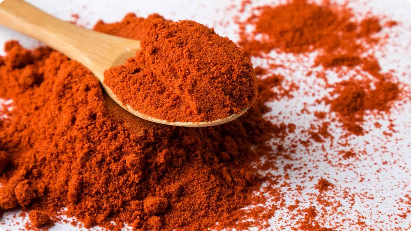 A heaping scoop of paprika scattered across a white table.
⁣⁣⁣⁣⁣⁣⁣⁣⁣⁣⁣