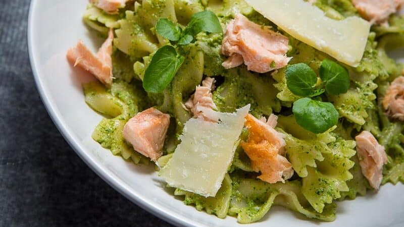 Salmon Pasta Watercress Pesto