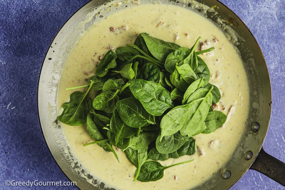Cooking sauce in a pan.