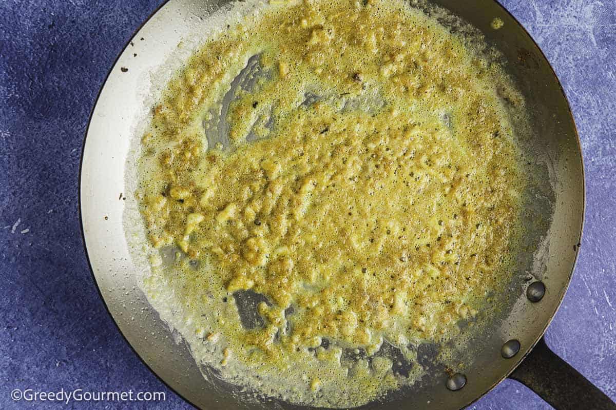 Cooking sauce in a pan.