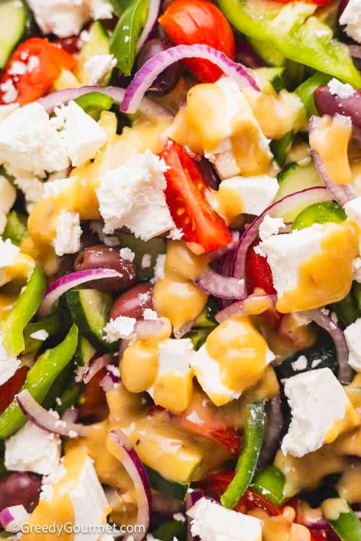 Close up of Greek salad.