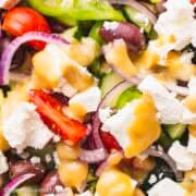 Close up picture of Greek salad.